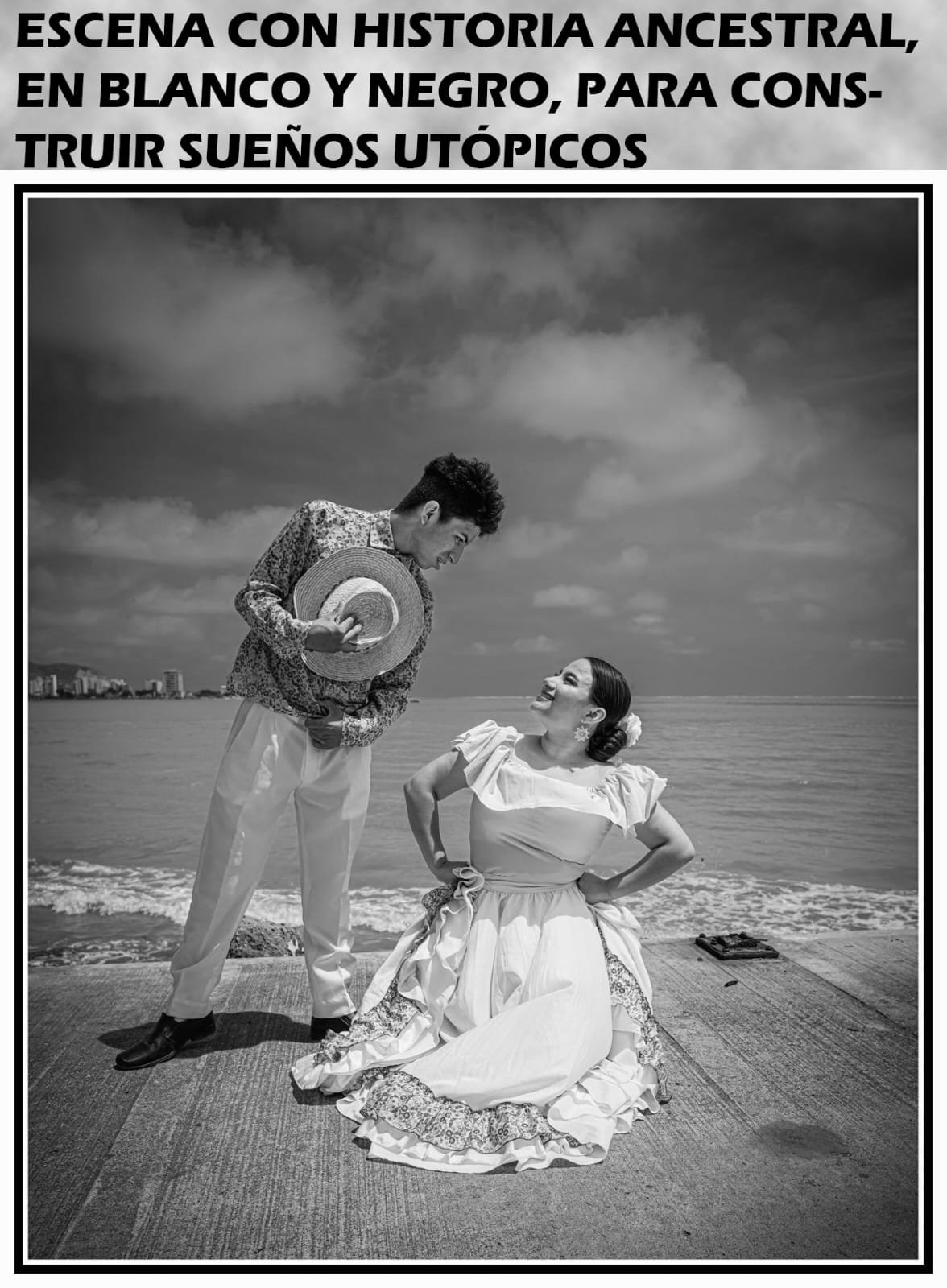 Pareja montubia en blanco y negro