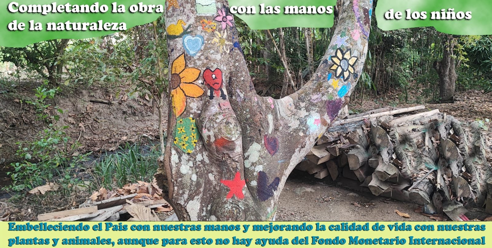 Árbol pintado por los niños