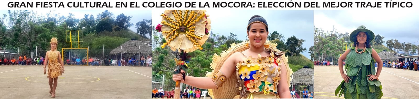 Estudiantes con trajes típicos en el colegio de La Mocora